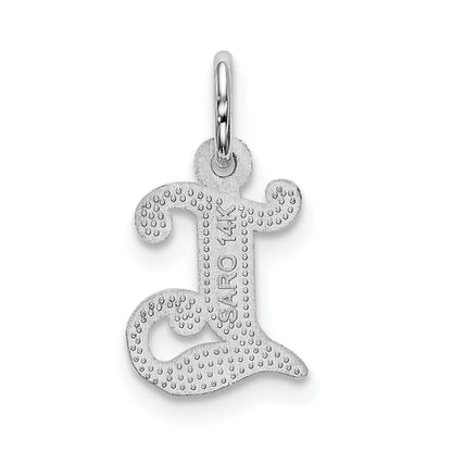 14K White Gold 14Kw Diamond-Cut Letter L Initial Charm