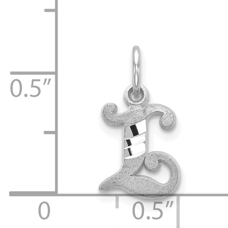 14K White Gold 14Kw Diamond-Cut Letter L Initial Charm