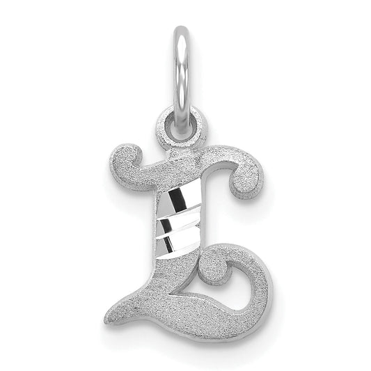 14K White Gold 14Kw Diamond-Cut Letter L Initial Charm