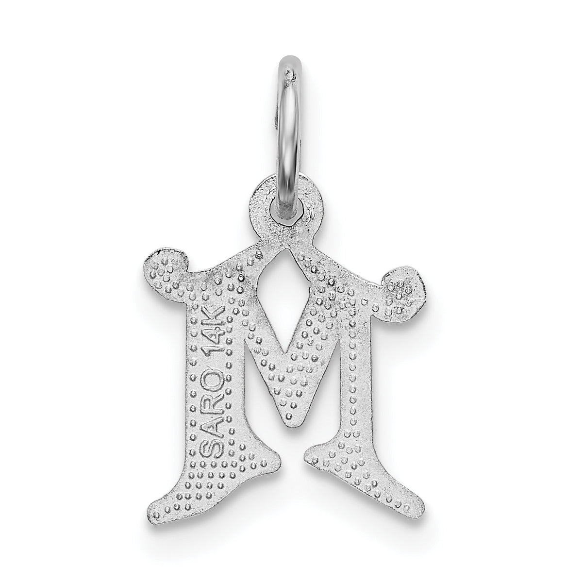 14K White Gold 14Kw Diamond-Cut Letter M Initial Charm