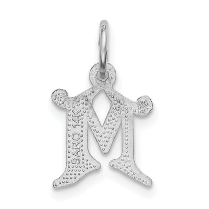 14K White Gold 14Kw Diamond-Cut Letter M Initial Charm