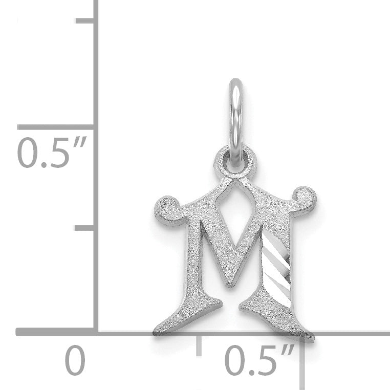 14K White Gold 14Kw Diamond-Cut Letter M Initial Charm