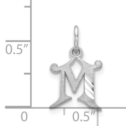14K White Gold 14Kw Diamond-Cut Letter M Initial Charm