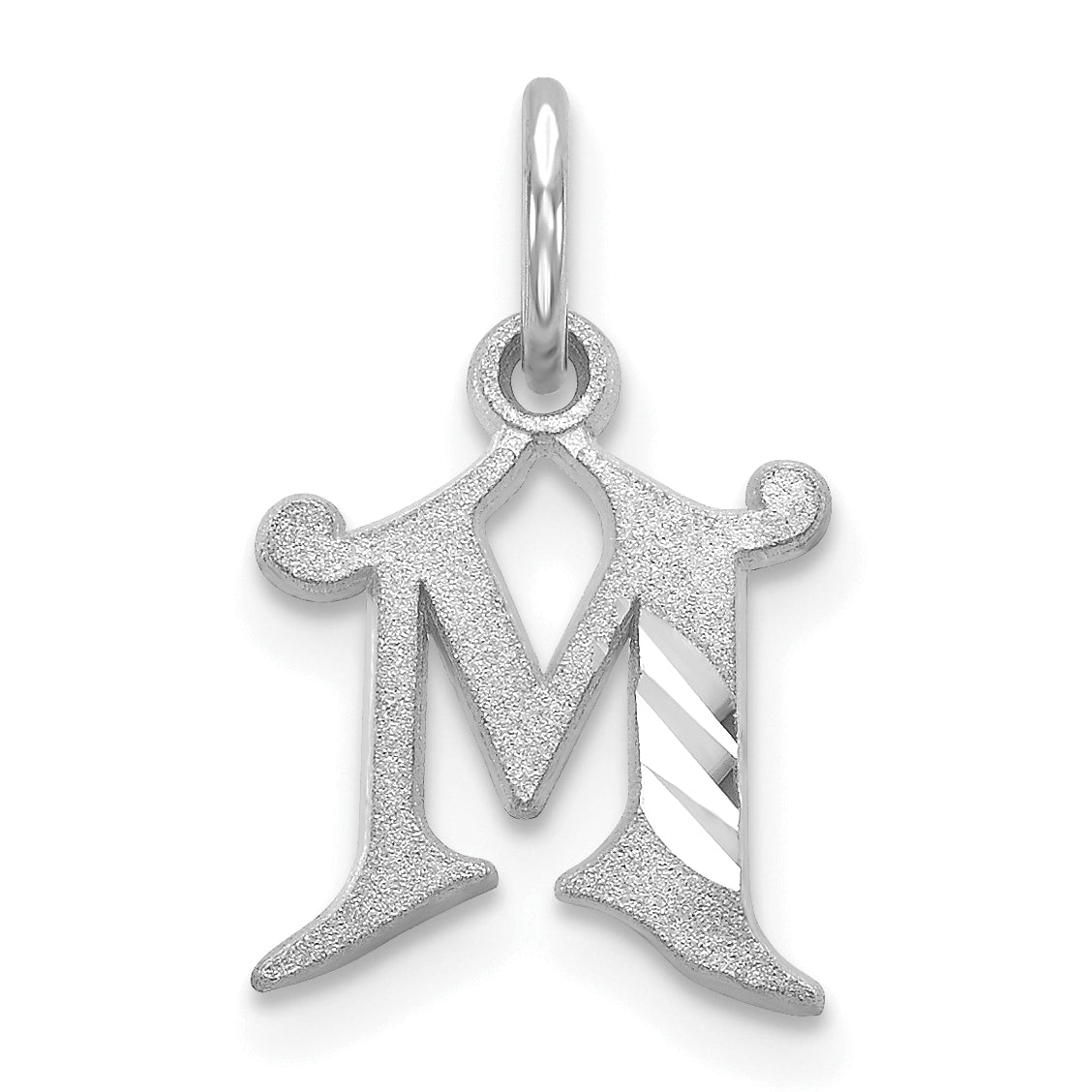 14K White Gold 14Kw Diamond-Cut Letter M Initial Charm