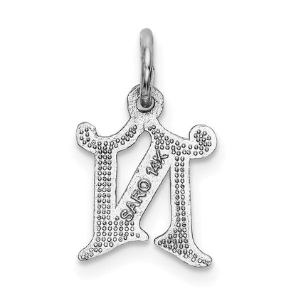 14K White Gold 14Kw Diamond-Cut Letter N Initial Charm