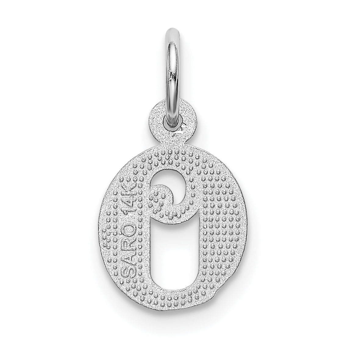 14K White Gold 14Kw Diamond-Cut Letter O Initial Charm