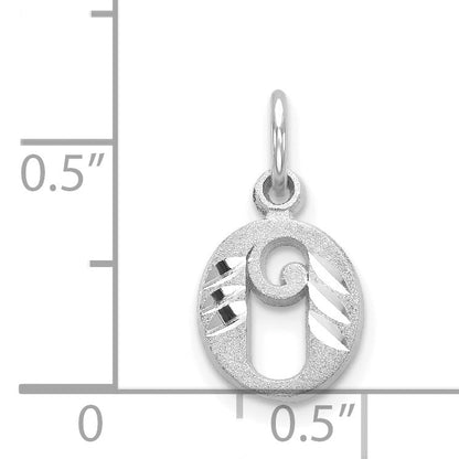 14K White Gold 14Kw Diamond-Cut Letter O Initial Charm