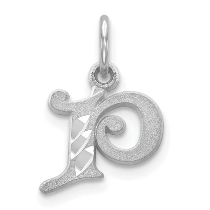14K White Gold 14Kw Diamond-Cut Letter P Initial Charm