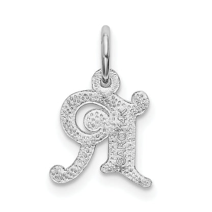 14K White Gold 14Kw Diamond-Cut Letter R Initial Charm
