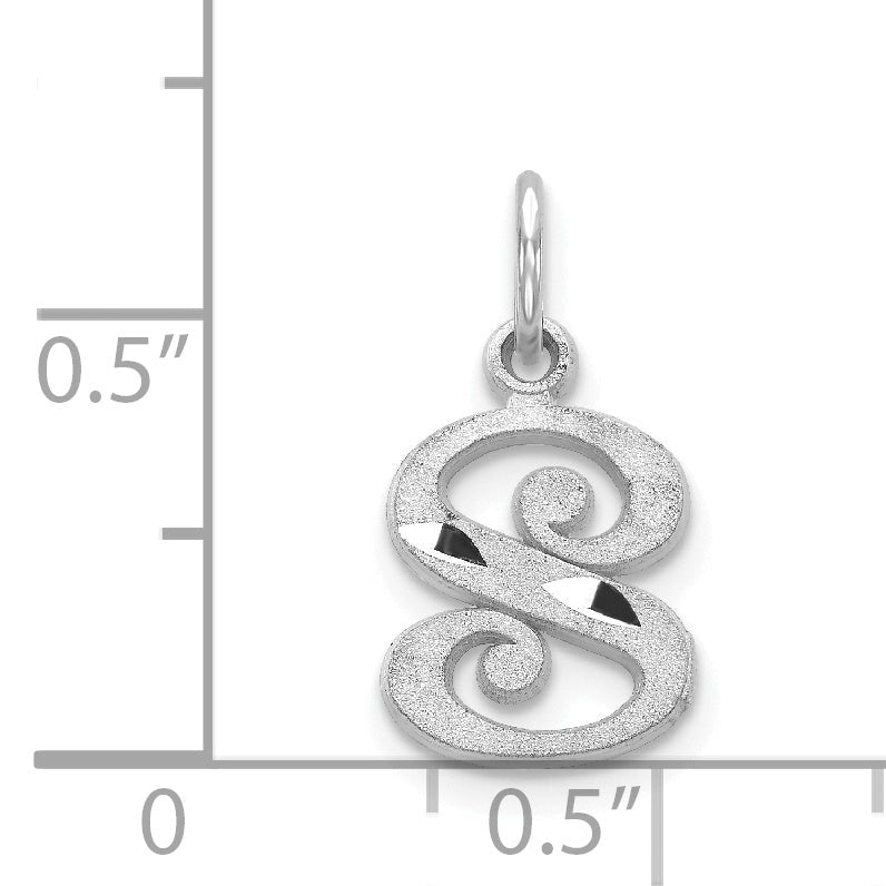 14K White Gold 14Kw Diamond-Cut Letter S Initial Charm