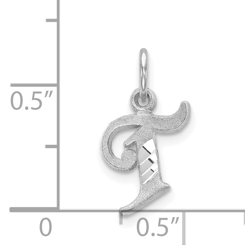 14K White Gold 14Kw Diamond-Cut Letter T Initial Charm