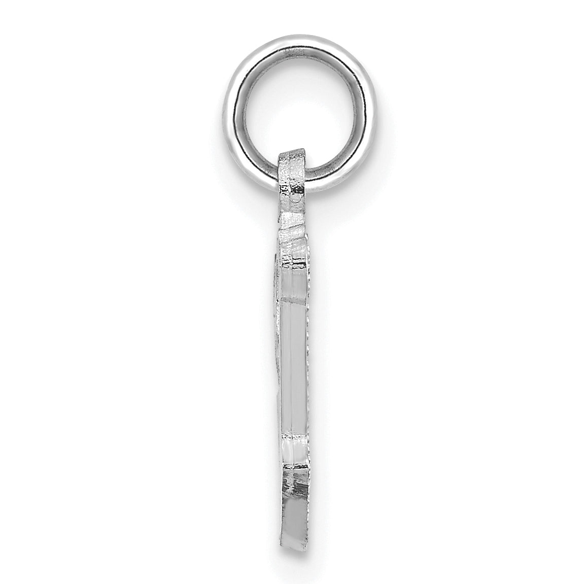 14K White Gold 14Kw Diamond-Cut Letter V Initial Charm