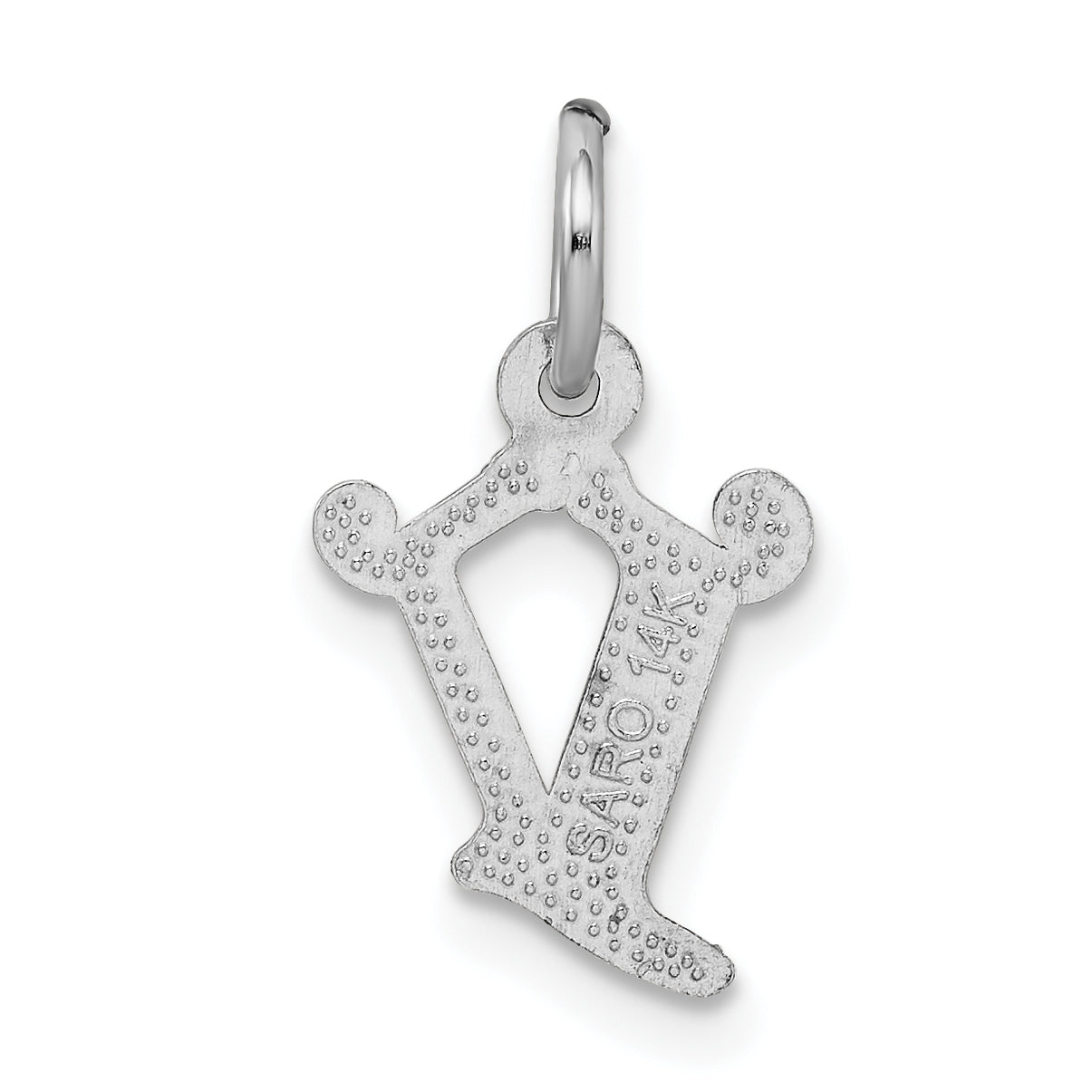 14K White Gold 14Kw Diamond-Cut Letter V Initial Charm