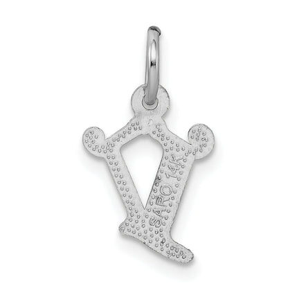14K White Gold 14Kw Diamond-Cut Letter V Initial Charm