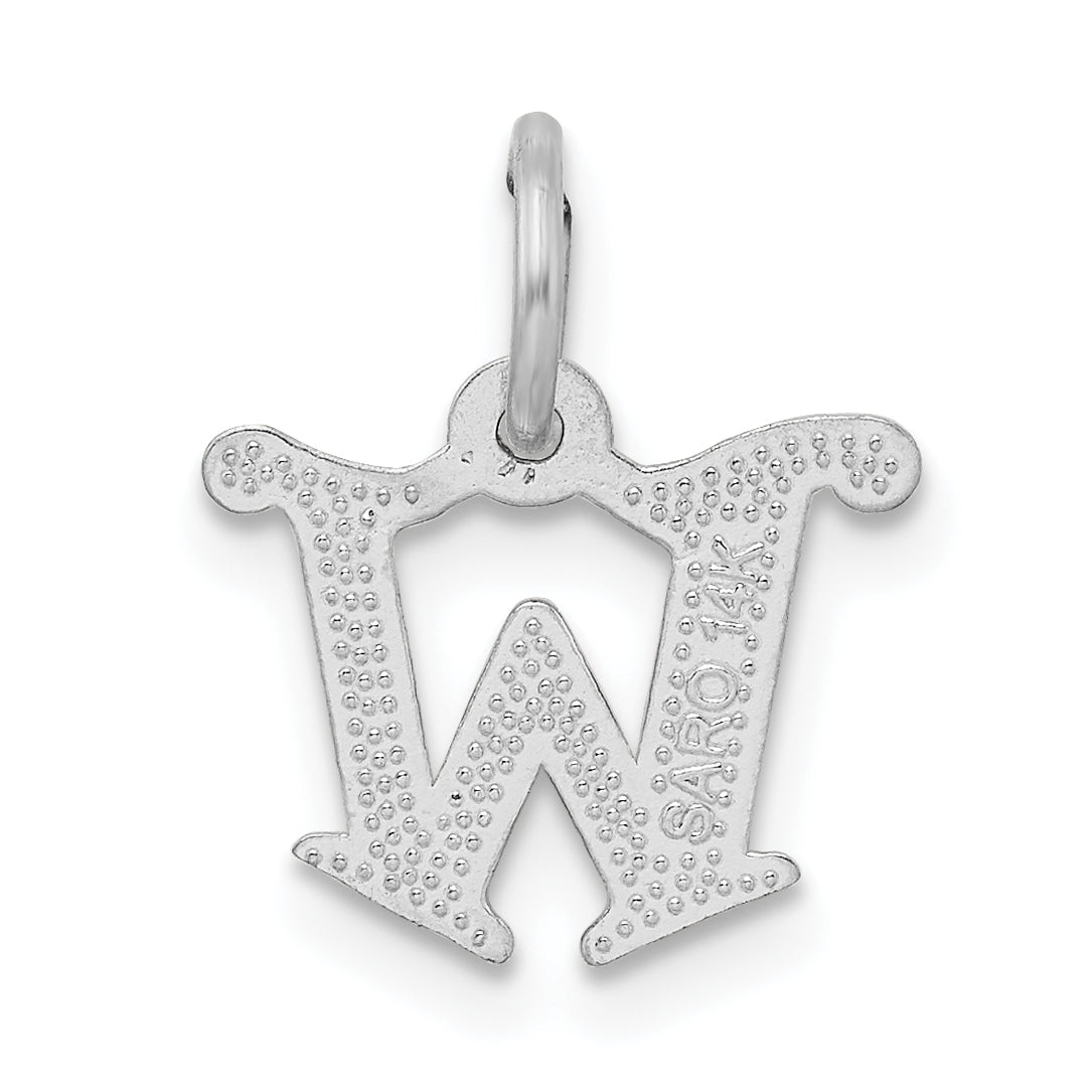14K White Gold 14Kw Diamond-Cut Letter W Initial Charm