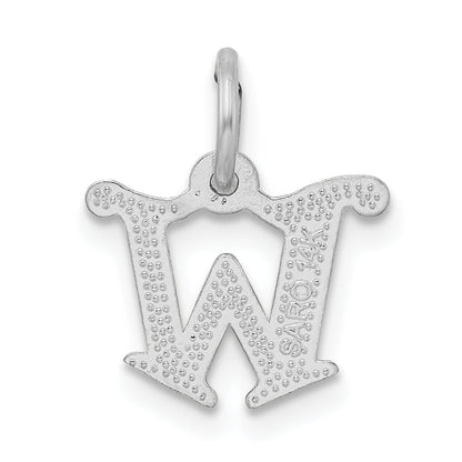 14K White Gold 14Kw Diamond-Cut Letter W Initial Charm