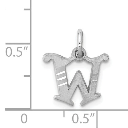 14K White Gold 14Kw Diamond-Cut Letter W Initial Charm