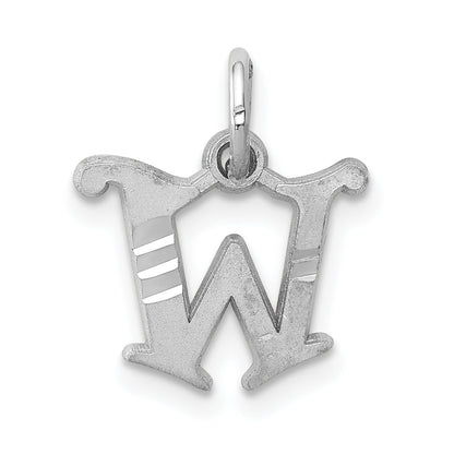 14K White Gold 14Kw Diamond-Cut Letter W Initial Charm