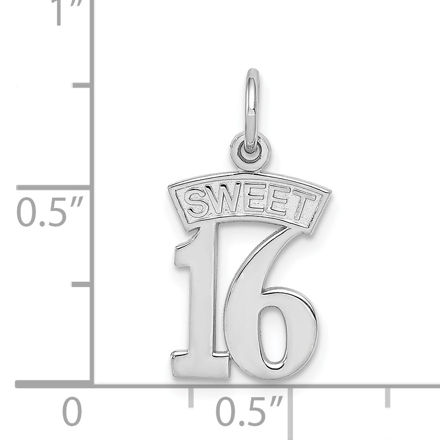 14K White Gold Sweet 16 Charm