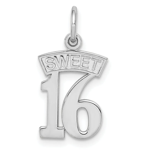 14K White Gold Sweet 16 Charm