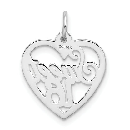 14K White Gold Sweet 16 Heart Charm