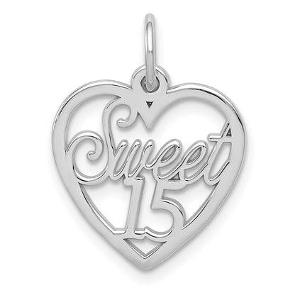 14K White Gold Sweet 15 Charm