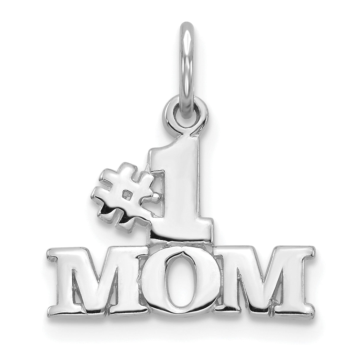14K White Gold #1 Mom Charm