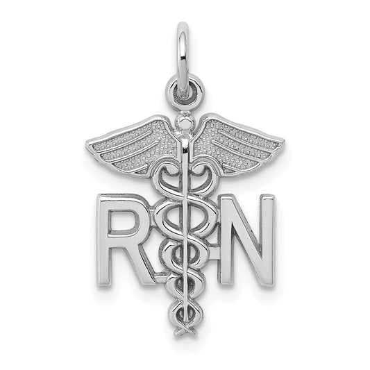 14K White Gold Rn Registered Nurse Charm