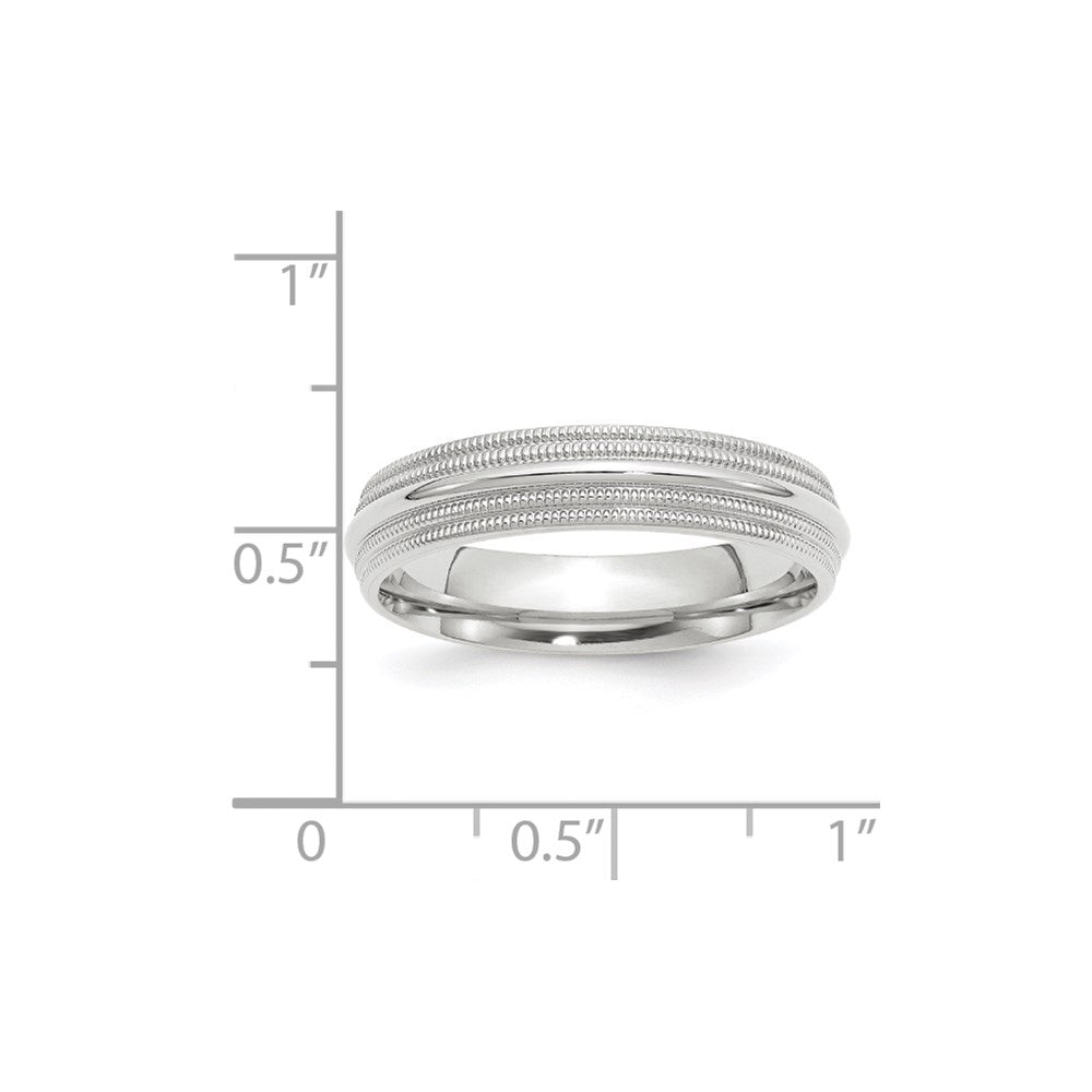 10k White Gold 5mm Double Milgrain Comfort Fit Wedding Band Ring