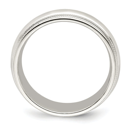 10k White Gold 7mm Double Milgrain Comfort Fit Wedding Band Size 10