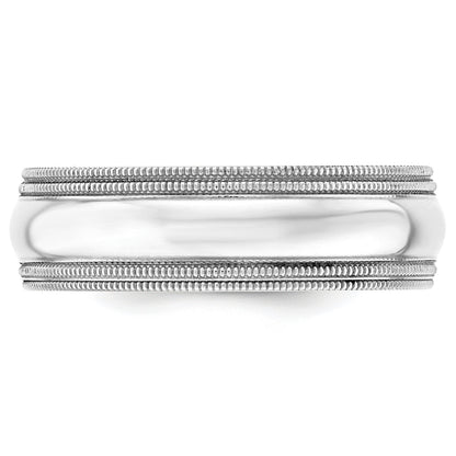 10k White Gold 7mm Double Milgrain Comfort Fit Wedding Band Size 10