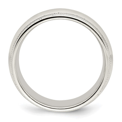 14K White Gold 8mm Double Milgrain Comfort Fit Wedding Band