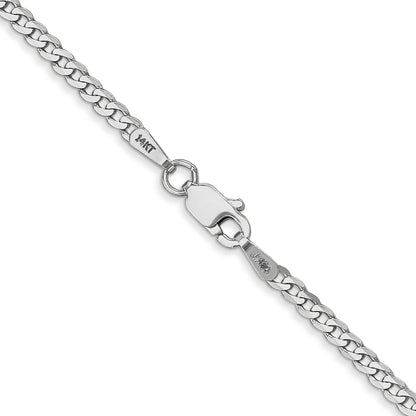 18 Inch 14K White Gold 2.2mm Flat Beveled Curb Chain Necklace