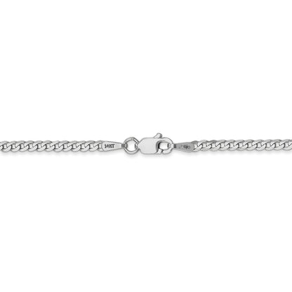 24 Inch 14K White Gold 2.2mm Flat Beveled Curb Chain Necklace