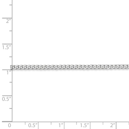 18 Inch 14K White Gold 2.2mm Flat Beveled Curb Chain Necklace