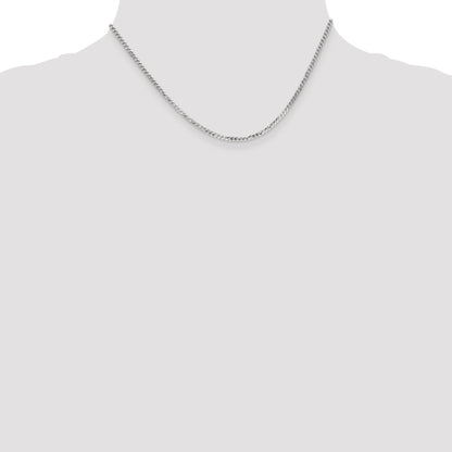 16 Inch 14K White Gold 2.2mm Flat Beveled Curb Chain Necklace