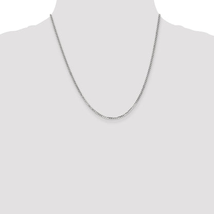 20 Inch 14K White Gold 2.2mm Flat Beveled Curb Chain Necklace