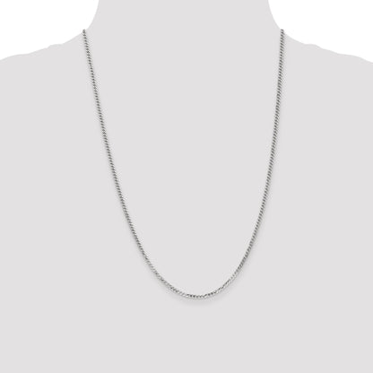 24 Inch 14K White Gold 2.2mm Flat Beveled Curb Chain Necklace