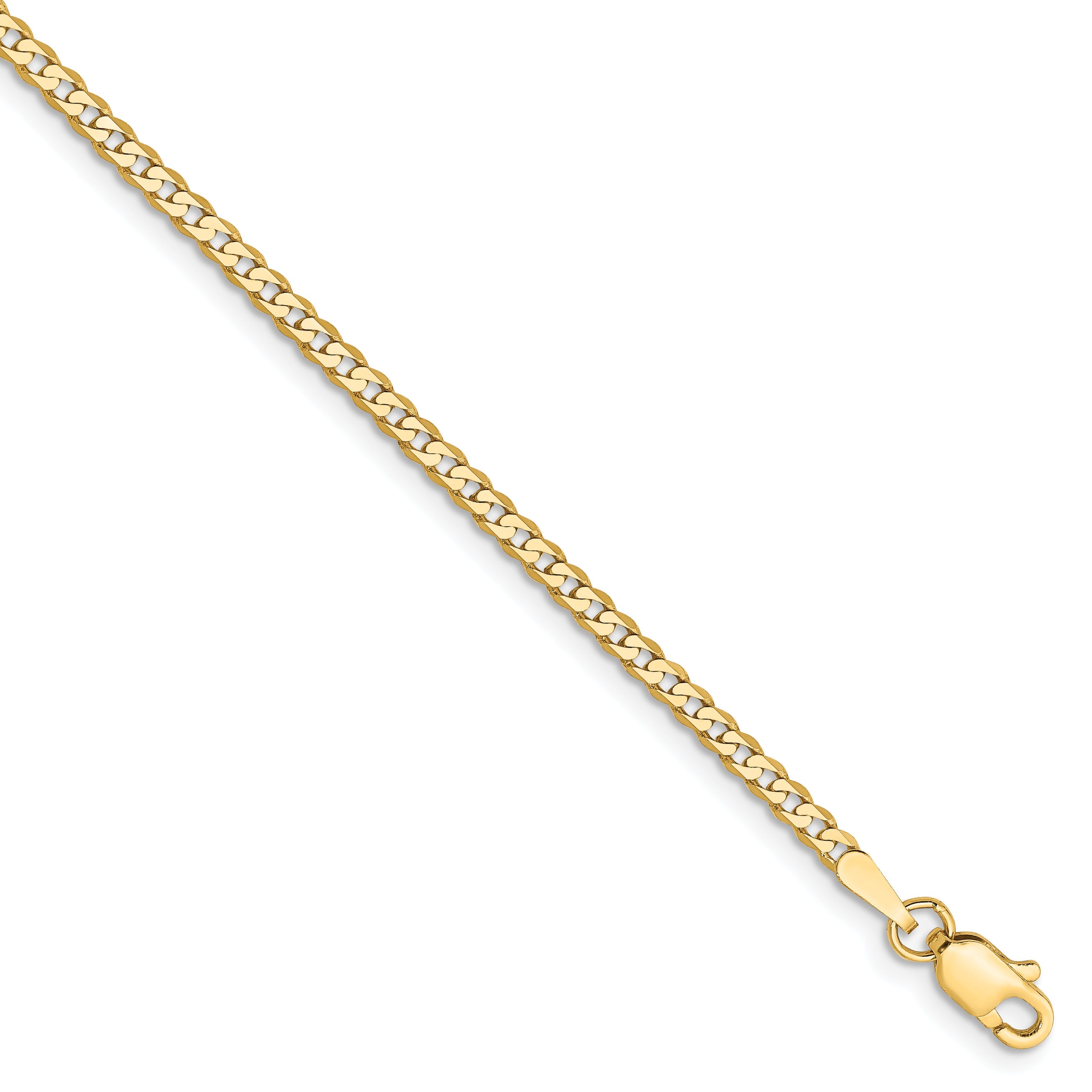 8 Inch 14K White Gold 2.2mm Flat Beveled Curb Chain Bracelet