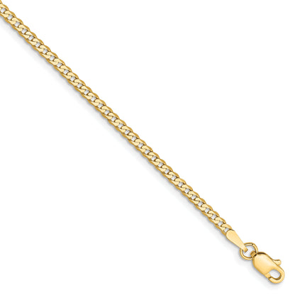 8 Inch 14K White Gold 2.2mm Flat Beveled Curb Chain Bracelet