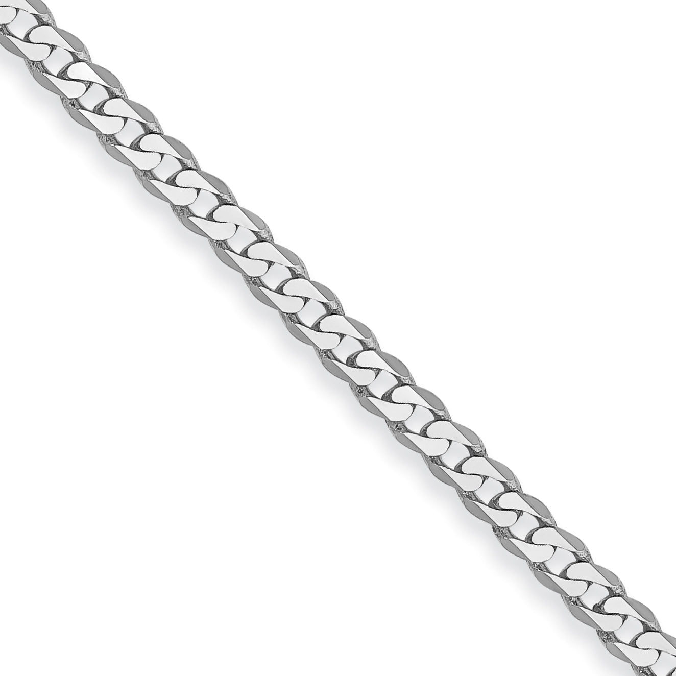 18 Inch 14K White Gold 2.2mm Flat Beveled Curb Chain Necklace
