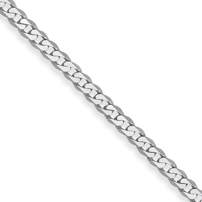 18 Inch 14K White Gold 2.2mm Flat Beveled Curb Chain Necklace