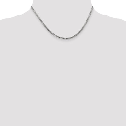 14K White Gold 16 Inch 2.9mm Flat Beveled Curb With Lobster Clasp Chain Necklace