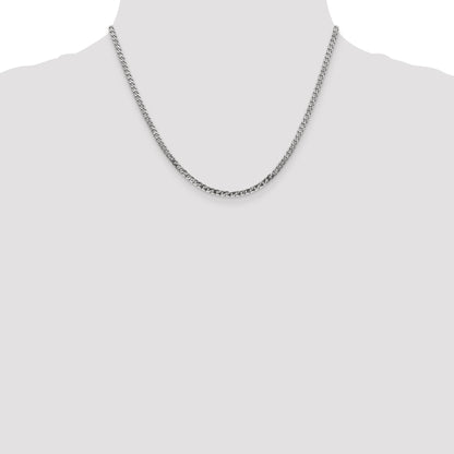 14K White Gold 18 Inch 2.9mm Flat Beveled Curb With Lobster Clasp Chain Necklace