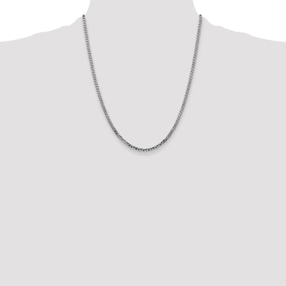 14K White Gold 22 Inch 2.9mm Flat Beveled Curb With Lobster Clasp Chain