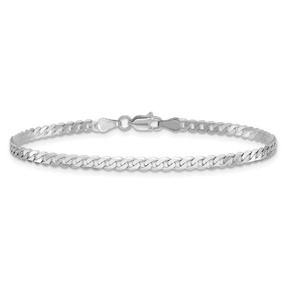 14K White Gold 7 Inch 2.9mm Flat Beveled Curb With Lobster Clasp Bracelet