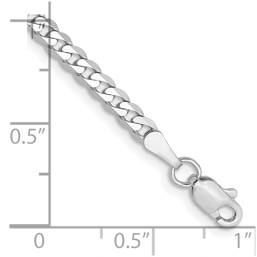 14K White Gold 7 Inch 2.9mm Flat Beveled Curb With Lobster Clasp Bracelet