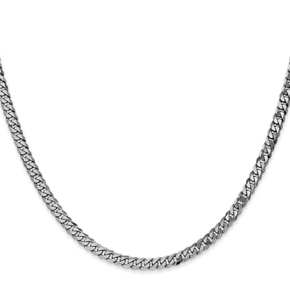 14K White Gold 26 Inch 3.9mm Flat Beveled Curb With Lobster Clasp Chain