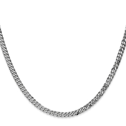 14K White Gold 20 Inch 3.9mm Flat Beveled Curb With Lobster Clasp Chain Necklace
