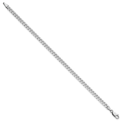 14K White Gold 7 Inch 3.9mm Flat Beveled Curb With Lobster Clasp Bracelet